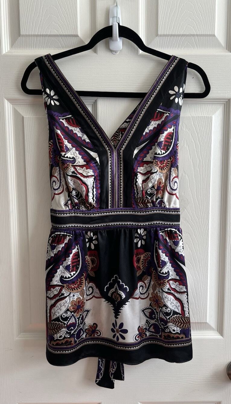 LANE BRYANT Y2K Style Floral Paisley Satin V-Neck Empire Waist Babydoll Top 14